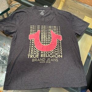 True Religion V Neck Grey Tee